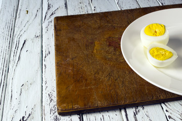 Boiled egg on a plate
