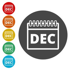 December calendar icon, Calendar sign, December month symbol 