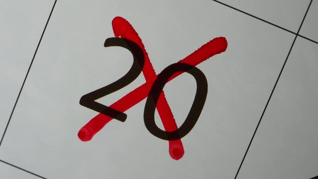 The Red Marker Crossing 20th Date On The Calendar