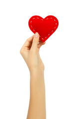 Fototapeta premium Hand holding a heart isolated on white background