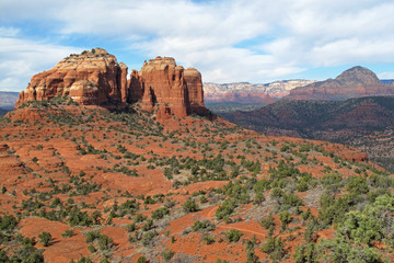 The red rock mountains in the mountain bike area of Sedona, Arizona, USA