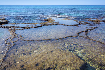 Rocky seashore. Rosh Hanikra Sea Reserve. Israel