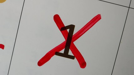 The Red Marker Crossing 01th Date On The Calendar