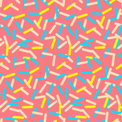 Seamless pattern of pink donut glaze with many confetti
