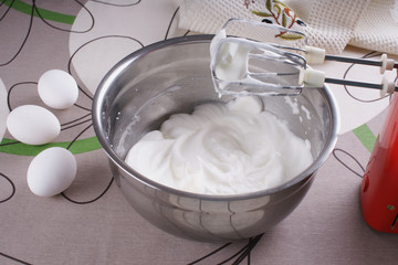 Bowl with whipped to solid peaks protein