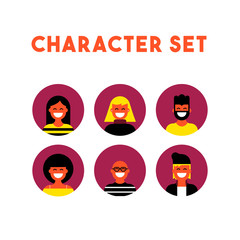 People group character icon set modern design