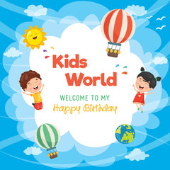 Kids Birthday Template Vector Illustration