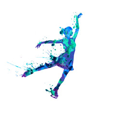 Obraz na płótnie Canvas Silhouette of figure skating girl. Splash pain