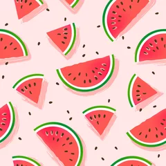 Fototapete Wassermelone Wassermelonen-Muster. Nahtloser Vektorhintergrund.