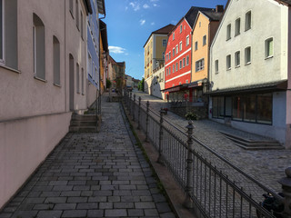 Sunset in an old gothic german town Landshut by Munich, Bavaria