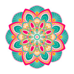Vector Mandala ornament. Vintage decorative elements. Oriental round pattern. Islam, Arabic, Indian, turkish, pakistan, chinese, ottoman motifs. Hand drawn floral background. - 187663306