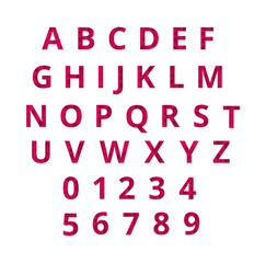 Alphabet with red and pink