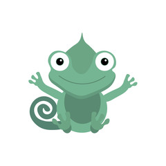 Cute green chameleon sitting. Chameleon