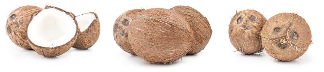 Set of coconut on a white background cutout