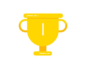 Flat gold trophy cup. Premium