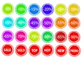 Set of colorful business sale offer tags, stock vector illustration