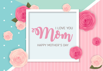 Fototapeta na wymiar Happy Mother`s Day Background with Flowers. Vector Illustration