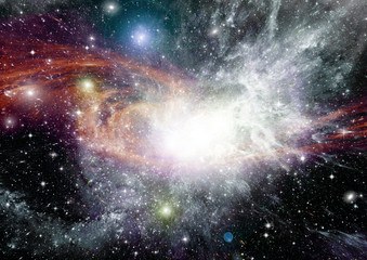 Stars, dust and gas nebula in a far galaxy