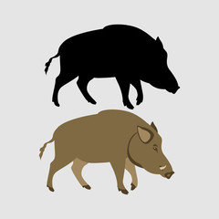 hog  vector illustration flat style  silhouette black profile