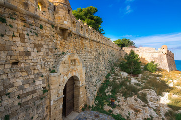 The venetian fortress of Fortezza on the hill at the old town of Rethimno, Crete, Greece.