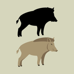 hog  vector illustration flat style  silhouette black profile