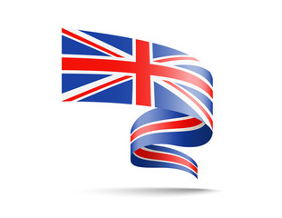 Flag of United Kingdom in the form of waving ribbons. Vector illustration on white background.