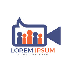 People Forum or community video chat logo design. Social communication logo design.