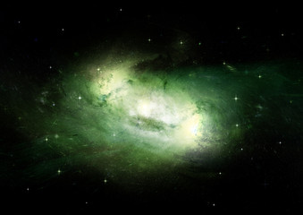 Stars, dust and gas nebula in a far galaxy