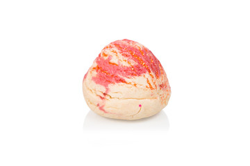 bomb for a bath, red and white ice cream isolated on white background 
