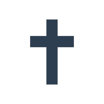 Religion cross icon on white background.