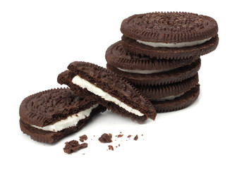 chocolate biscuits isolated on a white background