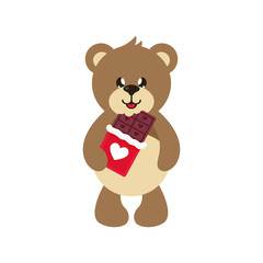 cartoon cute lovely bear with chocolate