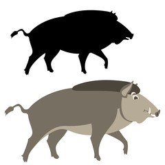 hog  vector illustration flat style  silhouette black profile