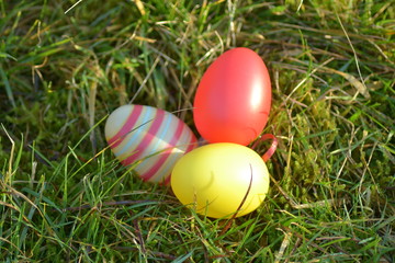 Easter eggs hidden in the grass