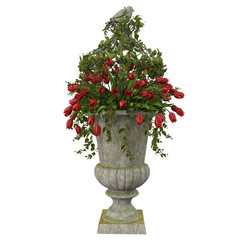 Red tulips flowers in vase