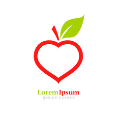 I like fruits conceptual icon, apple and heart combination