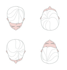 Female head view from above. Vector. Isolated on white background