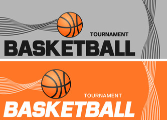 Basketball flyer or web banner design with ball icon