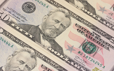 50 US dollar banknotes background or texture.