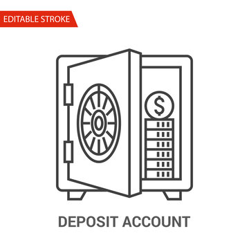 Deposit Account Icon. Thin Line Vector Illustration. Adjust stroke weight - Expand to any Size - Easy Change Colour - Editable Stroke - Pixel Perfect
