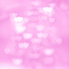 Blurred Unfocussed Lights in the Shape of Heart Pink Background