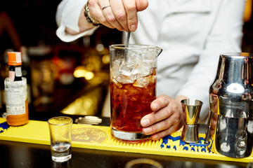 Cocktails with  on the bar counter
