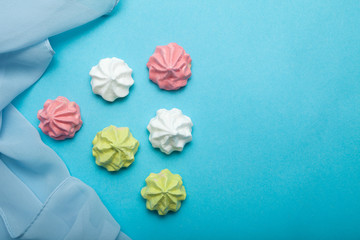 Delicate taste, French meringue dessert - sweet kiss for St. Valentine's Day.