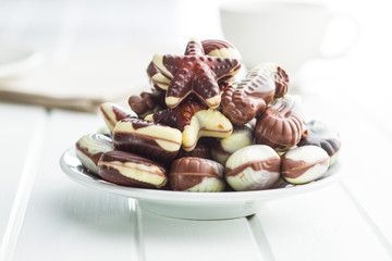 Sweet chocolate seashells.