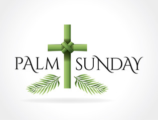 Obraz premium Christian Palm Sunday Cross Theme Illustration