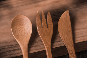 antique wood cutlery