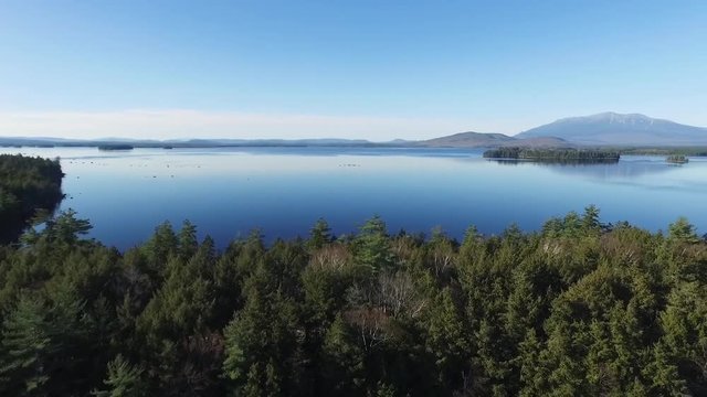 Aerial drone san of Maine Woods and Katahdin in Baxter State Park