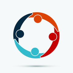 Group of four people in a circle.Teamwork group
