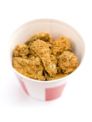 A Classic Bucket Full of Crispy Breaded Fried Chicken