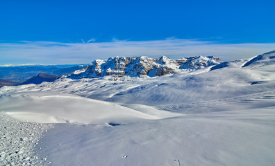 Ski resort Madonna di Campiglio.Panoramic landscape of Dolomite Alps in Madonna di Campiglio. Italy